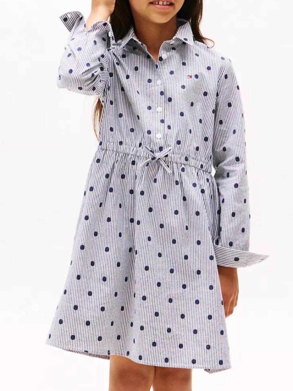 Tommy Hilfiger Navy & White Striped Polka Dot Shirt Dress New with Tags